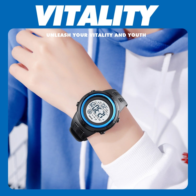 SKMEI 1773 Triplicate Round LED Dual Time Digital Display Colorful Backlight Electronic Watch(Black White) - free shipping - PMC TechLife - Order now!