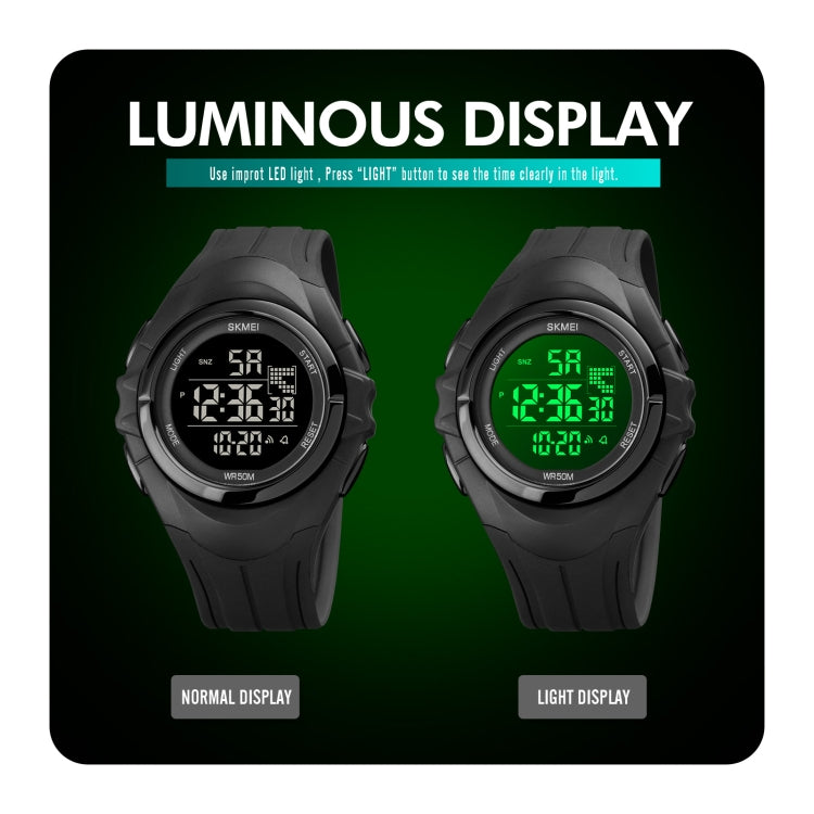 SKMEI 1790 Triplicate Round LED Dual Time Digital Display Luminous Electronic Watch for Men(Blue Black) - free shipping - PMC TechLife - Order now!