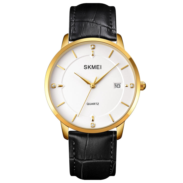SKMEI 1801 Men Casual Calendar Quartz Watch(Gold and White) - free shipping - PMC TechLife - Order now!