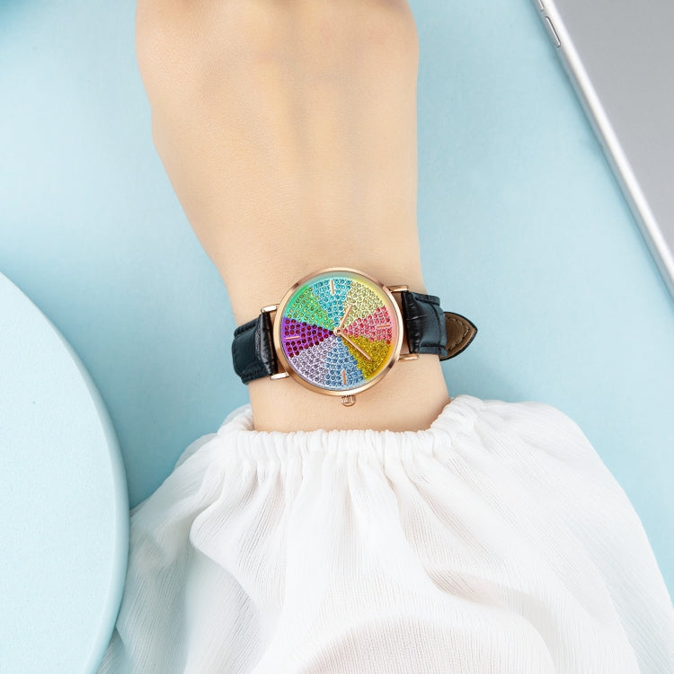 SKMEI 1811 Eight Color Diamond Round Dial Quartz Watch for Ladies(Rose Gold Steel Belt) - free shipping - PMC TechLife - Order now!