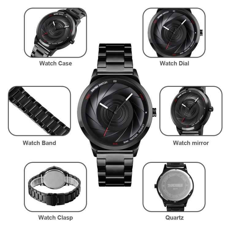 SKMEI 9210 Ladies Business Watch Simple 3D Dial Quartz Watch(Silver Black) - free shipping - PMC TechLife - Order now!