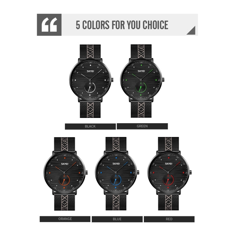 SKMEI 9218 Men Horizontal Striped Arabic Numeral Dial Mesh Belt Quartz Watch(Red) - free shipping - PMC TechLife - Order now!