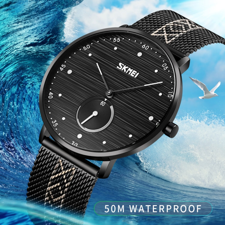 SKMEI 9218 Men Horizontal Striped Arabic Numeral Dial Mesh Belt Quartz Watch(Blue) - free shipping - PMC TechLife - Order now!
