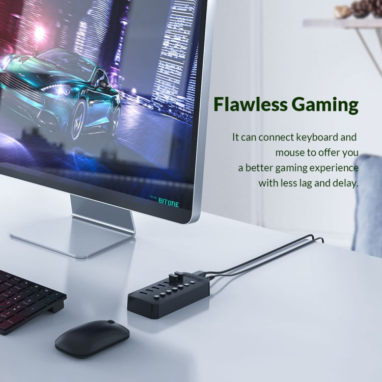 ORICO CT2U3-10AB-BK 10 In 1 Plastic Stripes Multi-Port USB HUB with Individual Switches, US Plug(Black) - free shipping - PMC Jewellery - Order now!