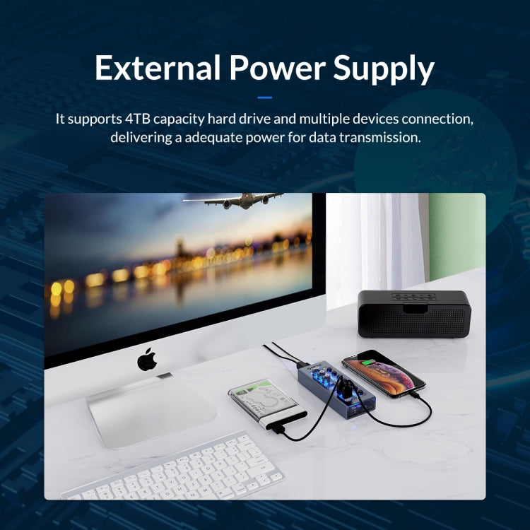 ORICO AT2U3-7AB-GY-BP 7 In 1 Aluminum Alloy Multi-Port USB HUB with Individual Switches, UK Plug - free shipping - PMC Jewellery - Order now!