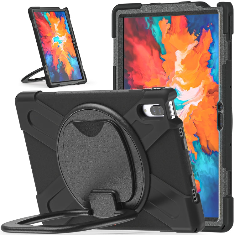 For Lenovo Tab P11 Pro 11.5 inch Silicone + PC Protective Case with Holder & Shoulder Strap(Black) - Lenovo by PMC TechLife | Online Shopping South Africa | PMC TechLife | Buy Now Pay Later Mobicred