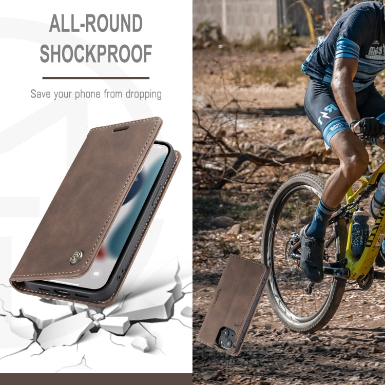 For iPhone 13 CaseMe-013 Multifunctional Retro Frosted Horizontal Flip Leather Case with Card Slot & Holder & Wallet(Coffee) - free shipping - PMC TechLife - Order now!