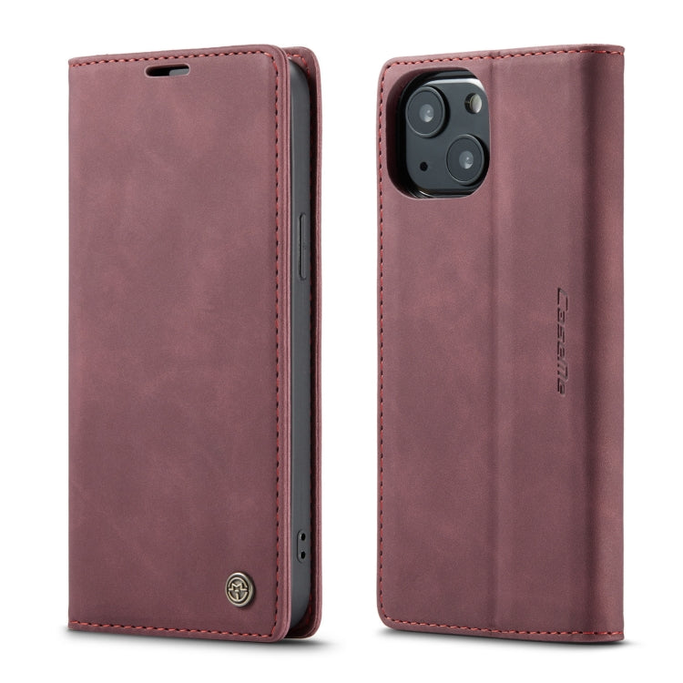 For iPhone 13 CaseMe-013 Multifunctional Retro Frosted Horizontal Flip Leather Case with Card Slot & Holder & Wallet(Wine Red) - free shipping - PMC Jewellery - Order now!