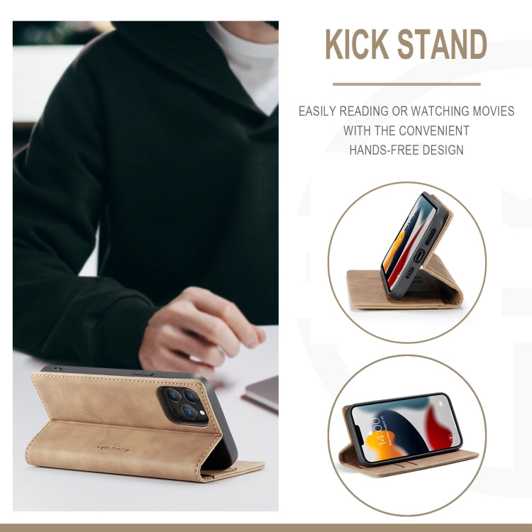 For iPhone 13 Pro Max CaseMe-013 Multifunctional Retro Frosted Horizontal Flip Leather Case with Card Slot & Holder & Wallet (Brown) - free shipping - PMC Jewellery - Order now!