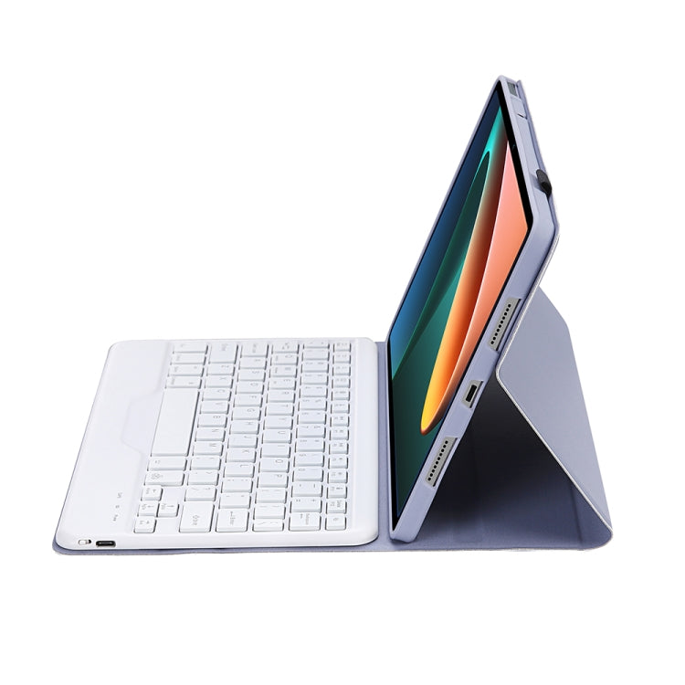 A0N5BS Ultra-thin Tri-color Backlight Detachable Lambskin Texture TPU Bluetooth Keyboard Leather Tablet Case with Holder For Xiaomi Pad 5 / 5 Pro(Purple) - Others Keyboard by PMC TechLife | Online Shopping South Africa | PMC TechLife