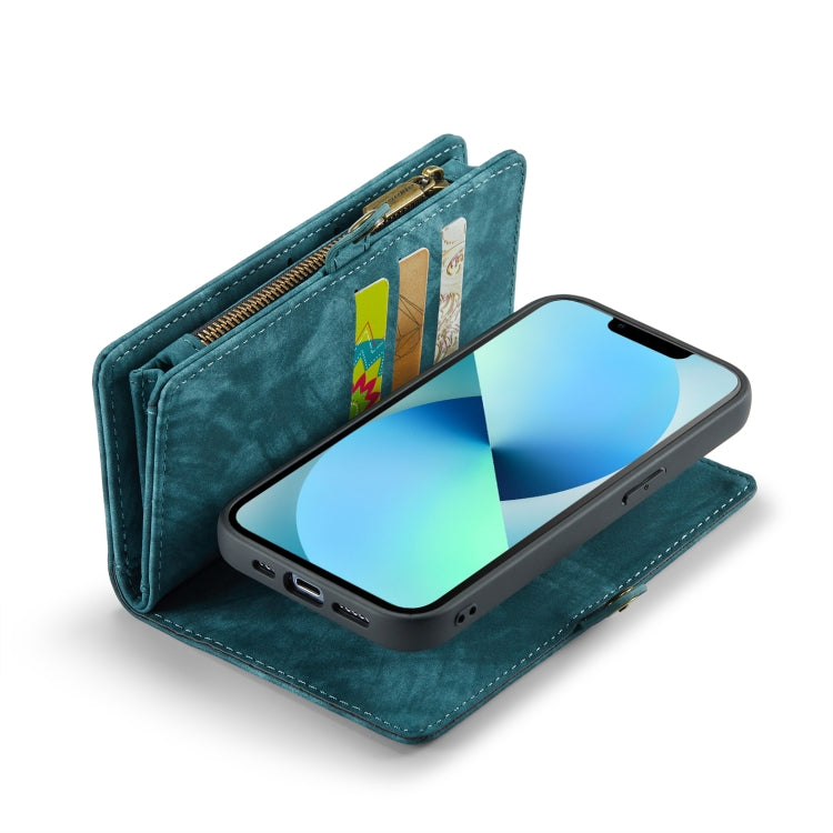 For iPhone 13 Pro CaseMe-008 Detachable Multifunctional Horizontal Flip Leather Case with Card Slot & Holder & Zipper Wallet & Photo Frame (Blue) - free shipping - PMC Jewellery - Order now!