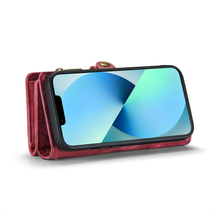 For iPhone 13 CaseMe-008 Detachable Multifunctional Horizontal Flip Leather Case with Card Slot & Holder & Zipper Wallet & Photo Frame(Red) - free shipping - PMC Jewellery - Order now!