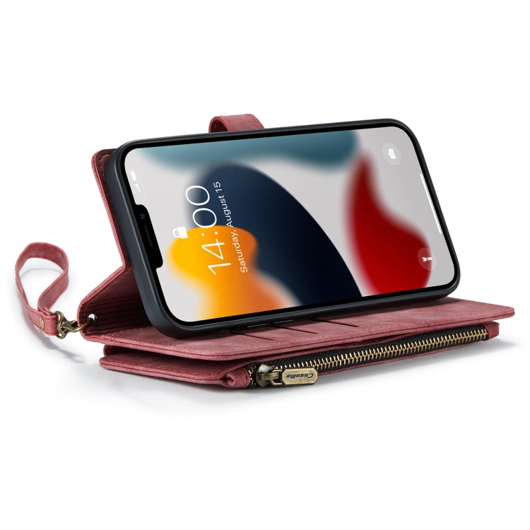 For iPhone 13 Pro CaseMe-C30 PU + TPU Multifunctional Horizontal Flip Leather Case with Holder & Card Slot & Wallet & Zipper Pocket (Red) - iPhone 13 Pro Cases by CaseMe | Online Shopping South Africa | PMC Jewellery | Buy Now Pay Later Mobicred