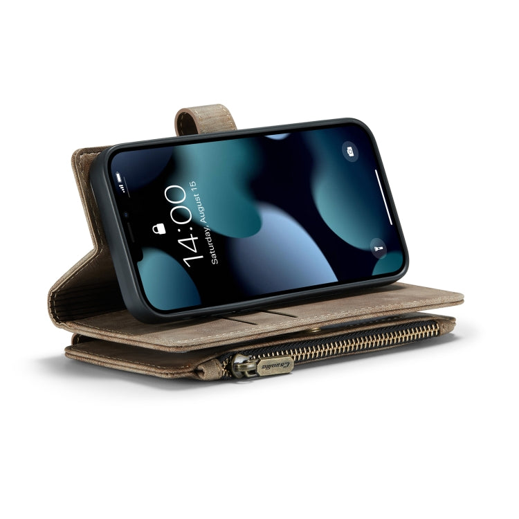 For iPhone 13 mini CaseMe-C30 PU + TPU Multifunctional Horizontal Flip Leather Case with Holder & Card Slot & Wallet & Zipper Pocket (Brown) - free shipping - PMC Jewellery - Order now!