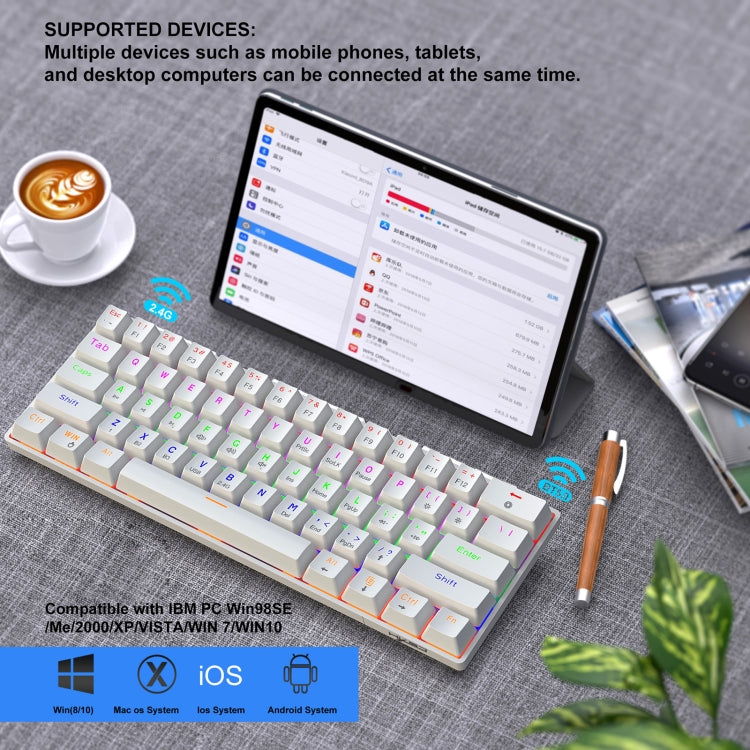 HXSJ L800 61 Keys Bluetooth 5.0 / 2.4G Wireless / Type-C Wired Three Modes Blue Shaft Mechanical Keyboard(Black) - free shipping - PMC Jewellery - Order now!