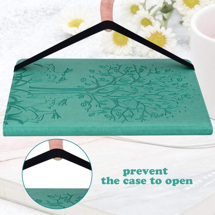 For Huawei MediaPad T3 10 Tree & Deer Pattern Pressed Printing Horizontal Flip PU Leather Case with Holder & Card Slots(Green) - free shipping - PMC TechLife - Order now!