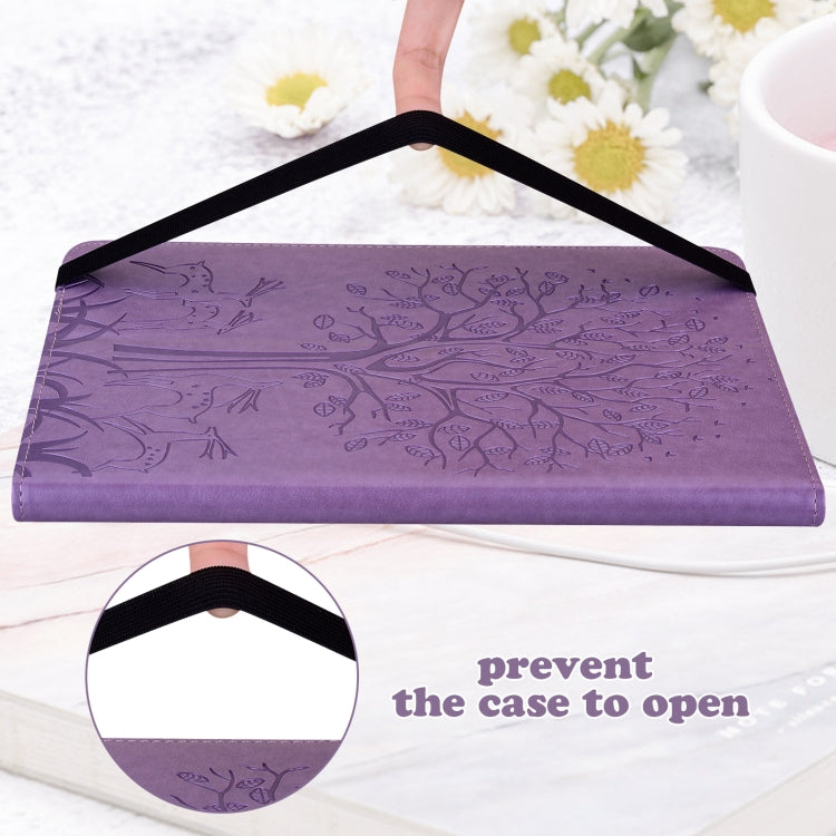 For Lenovo Tab M10 HD Gen 2 Tree & Deer Pattern Pressed Printing Horizontal Flip PU Leather Case with Holder & Card Slots(Purple) - Lenovo by PMC TechLife | Online Shopping South Africa | PMC TechLife | Buy Now Pay Later Mobicred