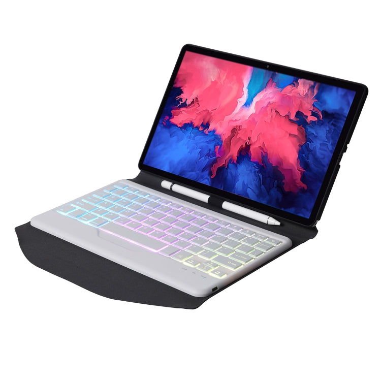 BM12S Backlight Edition Diamond Texture Detachable Bluetooth Keyboard Leather Tablet Case with Pen Slot & Triangular Back Support For Lenovo Pad Plus 11 inch TB-J607F / Tab P11 11 inch TB-J606F(Black White) - Lenovo Keyboard by PMC TechLife | Online Shopping South Africa | PMC TechLife