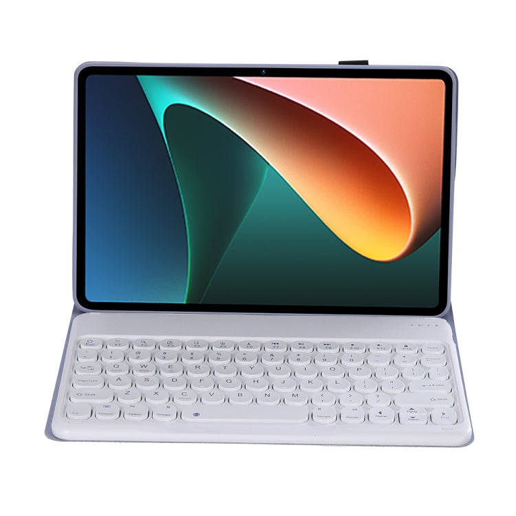 Y0N5 TPU Tablet Case Lambskin Texture Round Keycap Bluetooth Keyboard Leather Tablet Case with Holder For Xiaomi Pad 5 / 5 Pro(Purple) - Others Keyboard by PMC TechLife | Online Shopping South Africa | PMC TechLife