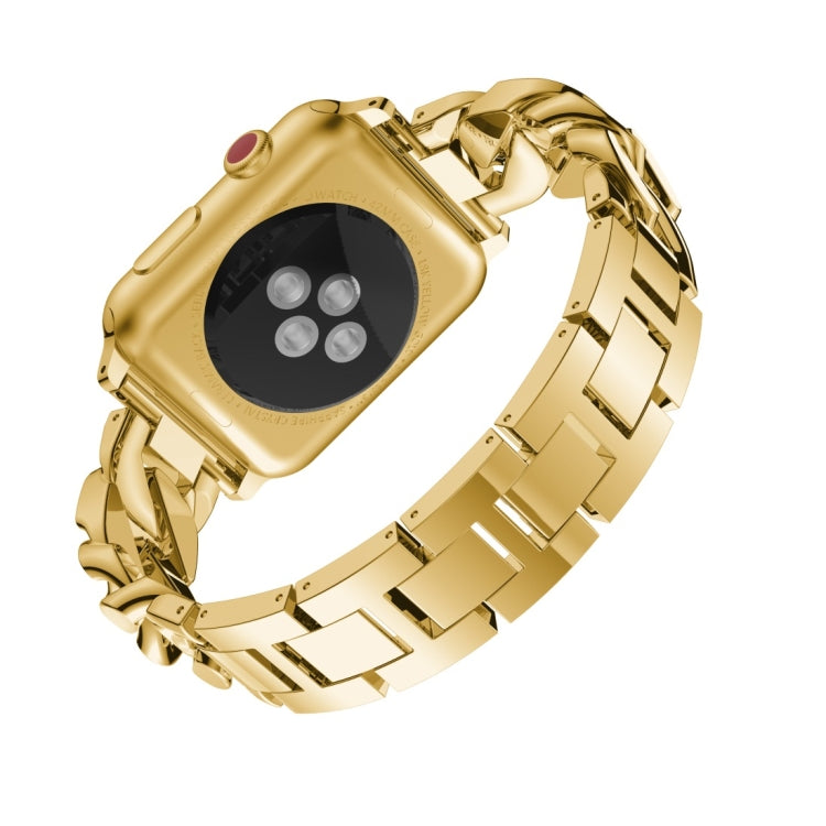 For Apple Watch Series 8&7 45mm / SE 2&6&SE&5&4 44mm / 3&2&1 42mm Single Row Denim Diamond Alloy Watch Band(Gold) - Watch Bands by PMC TechLife | Online Shopping South Africa | PMC TechLife | Buy Now Pay Later Mobicred