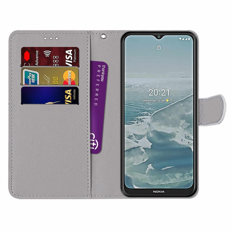 For Nokia G20 / G10 / 6.3 Coloured Drawing Cross Texture Horizontal Flip PU Leather Case with Holder & Card Slots & Wallet & Lanyard(Slant Hat Blue Mirror Cat) - Nokia Cases by PMC TechLife | Online Shopping South Africa | PMC TechLife | Buy Now Pay Later Mobicred