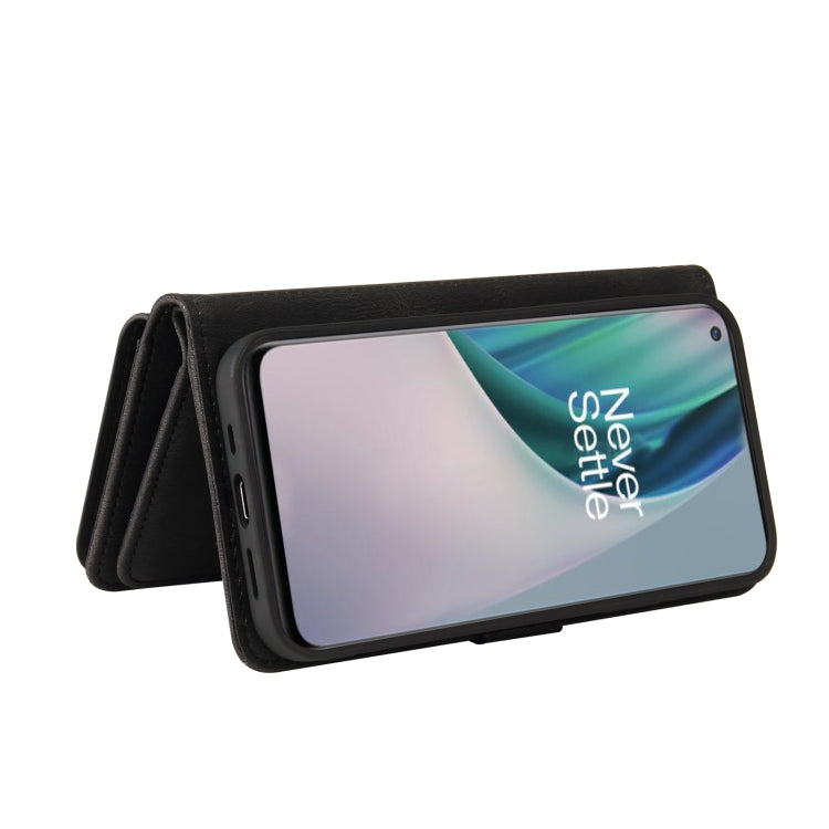 For OnePlus Nord N10 5G Skin Feel PU + TPU Horizontal Flip Leather Case With Holder & 15 Cards Slot & Wallet & Zipper Pocket & Lanyard(Black) - OnePlus Cases by PMC TechLife | Online Shopping South Africa | PMC TechLife | Buy Now Pay Later Mobicred