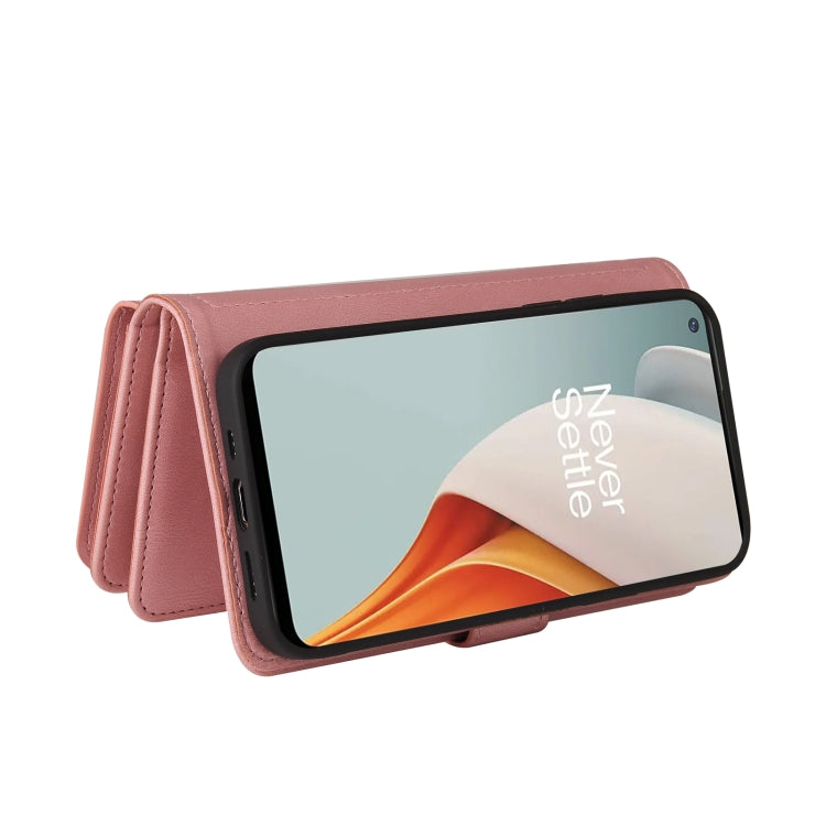For OnePlus Nord N100 5G Skin Feel PU + TPU Horizontal Flip Leather Case With Holder & 15 Cards Slot & Wallet & Zipper Pocket & Lanyard(Pink) - OnePlus Cases by PMC TechLife | Online Shopping South Africa | PMC TechLife | Buy Now Pay Later Mobicred