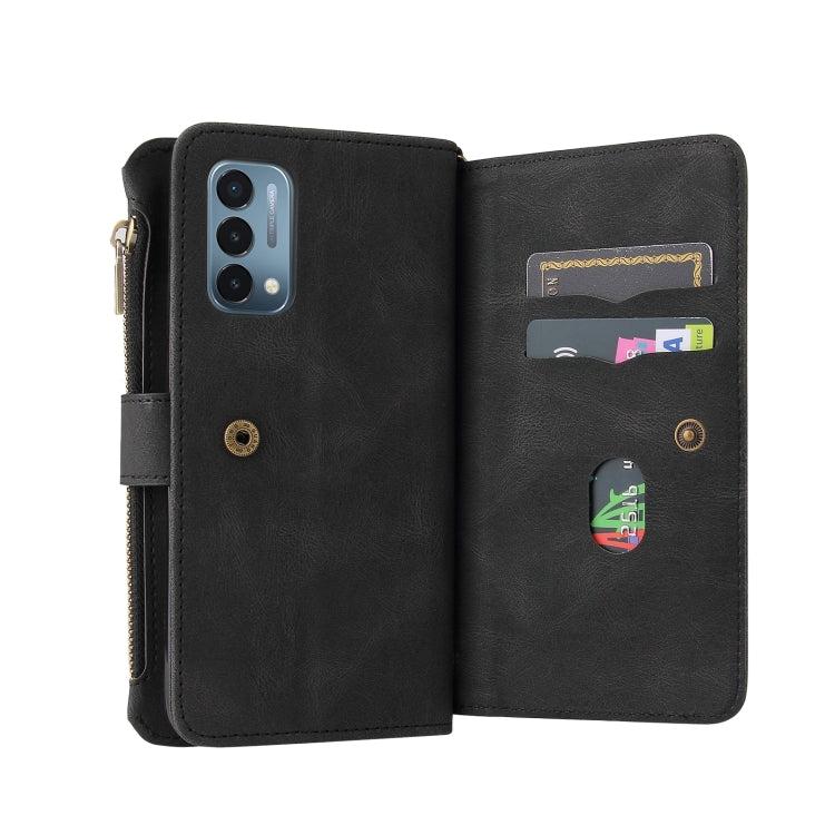 For OnePlus Nord N200 5G Skin Feel PU + TPU Horizontal Flip Leather Case With Holder & 15 Cards Slot & Wallet & Zipper Pocket & Lanyard(Black) - free shipping - PMC TechLife - Order now!