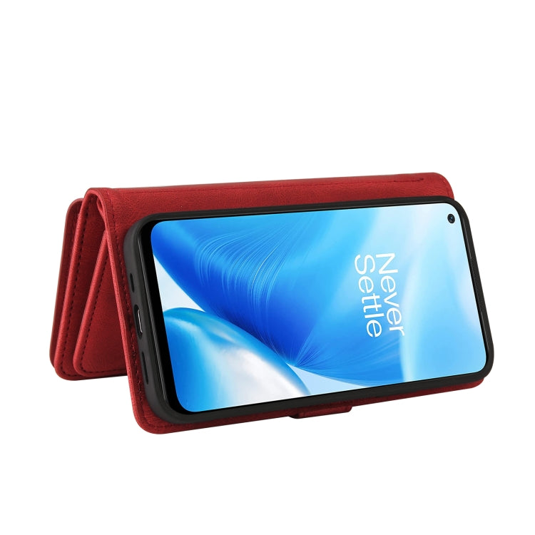 For OnePlus Nord N200 5G Skin Feel PU + TPU Horizontal Flip Leather Case With Holder & 15 Cards Slot & Wallet & Zipper Pocket & Lanyard(Red) - OnePlus Cases by PMC TechLife | Online Shopping South Africa | PMC TechLife | Buy Now Pay Later Mobicred