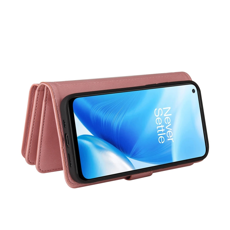 For OnePlus Nord N200 5G Skin Feel PU + TPU Horizontal Flip Leather Case With Holder & 15 Cards Slot & Wallet & Zipper Pocket & Lanyard(Pink) - OnePlus Cases by PMC TechLife | Online Shopping South Africa | PMC TechLife | Buy Now Pay Later Mobicred