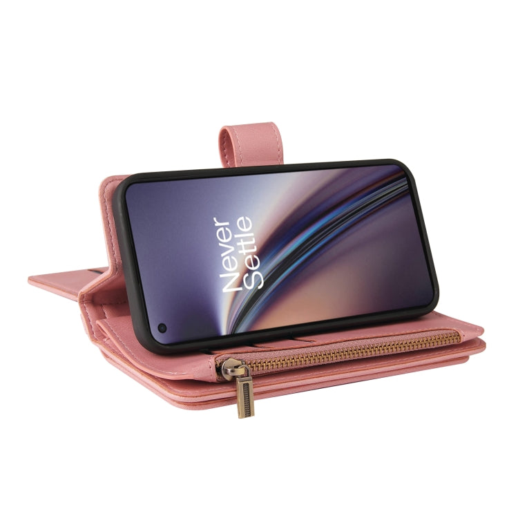 For OnePlus Nord CE 5G Skin Feel PU + TPU Horizontal Flip Leather Case With Holder & 15 Cards Slot & Wallet & Zipper Pocket & Lanyard(Pink) - free shipping - PMC TechLife - Order now!