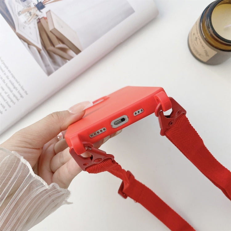 For iPhone 13 Elastic Silicone Protective Case with Wide Neck Lanyard(Pink) - iPhone 13 Cases by PMC TechLife | Online Shopping South Africa | PMC TechLife