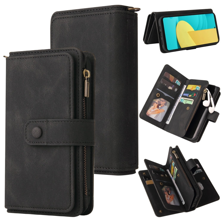 For LG Stylo 7 / Stylo 7 5G Skin Feel PU + TPU Horizontal Flip Leather Case With Holder & 15 Cards Slot & Wallet & Zipper Pocket & Lanyard(Black) - LG by PMC TechLife | Online Shopping South Africa | PMC TechLife | Buy Now Pay Later Mobicred