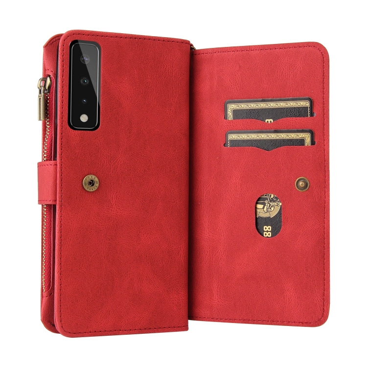 For LG Stylo 7 / Stylo 7 5G Skin Feel PU + TPU Horizontal Flip Leather Case With Holder & 15 Cards Slot & Wallet & Zipper Pocket & Lanyard(Red) - LG Cases by PMC TechLife | Online Shopping South Africa | PMC TechLife | Buy Now Pay Later Mobicred