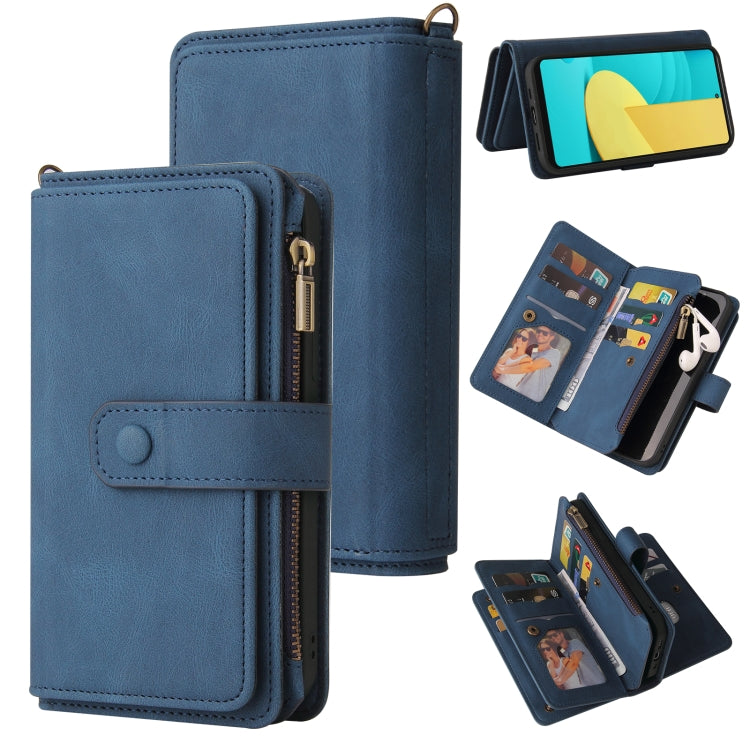 For LG Stylo 7 / Stylo 7 5G Skin Feel PU + TPU Horizontal Flip Leather Case With Holder & 15 Cards Slot & Wallet & Zipper Pocket & Lanyard(Blue) - LG by PMC TechLife | Online Shopping South Africa | PMC TechLife | Buy Now Pay Later Mobicred