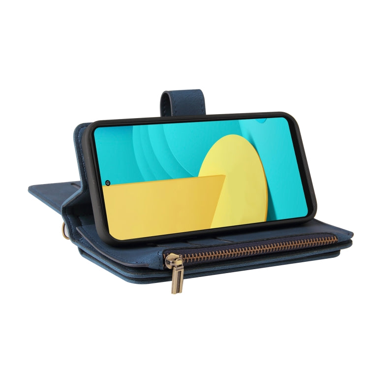 For LG Stylo 7 / Stylo 7 5G Skin Feel PU + TPU Horizontal Flip Leather Case With Holder & 15 Cards Slot & Wallet & Zipper Pocket & Lanyard(Blue) - LG by PMC TechLife | Online Shopping South Africa | PMC TechLife | Buy Now Pay Later Mobicred