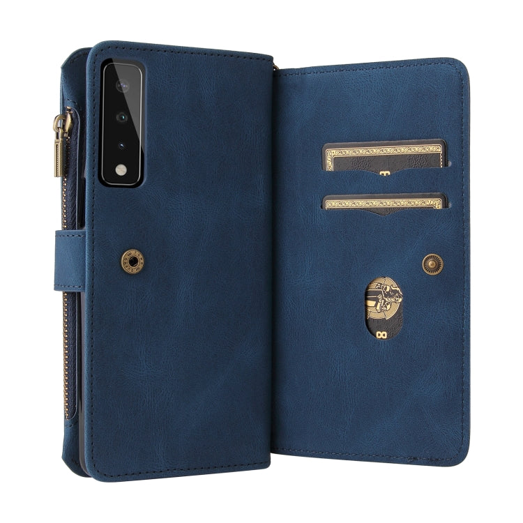For LG Stylo 7 / Stylo 7 5G Skin Feel PU + TPU Horizontal Flip Leather Case With Holder & 15 Cards Slot & Wallet & Zipper Pocket & Lanyard(Blue) - LG by PMC TechLife | Online Shopping South Africa | PMC TechLife | Buy Now Pay Later Mobicred