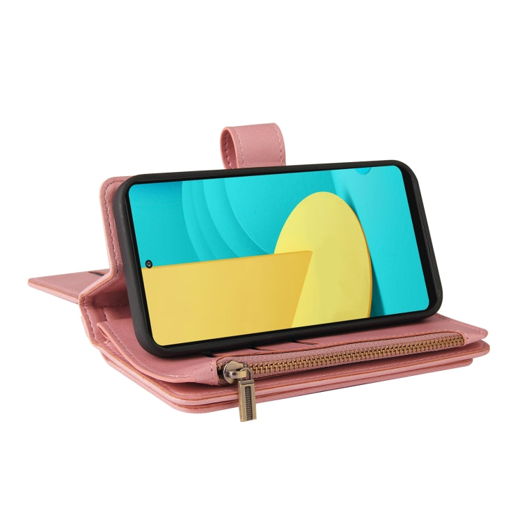 For LG Stylo 7 / Stylo 7 5G Skin Feel PU + TPU Horizontal Flip Leather Case With Holder & 15 Cards Slot & Wallet & Zipper Pocket & Lanyard(Pink) - LG Cases by PMC TechLife | Online Shopping South Africa | PMC TechLife | Buy Now Pay Later Mobicred