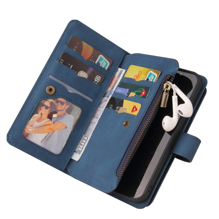 For Motorola Moto G10 Skin Feel PU + TPU Horizontal Flip Leather Case With Holder & 15 Cards Slot & Wallet & Zipper Pocket & Lanyard(Blue) - Motorola Cases by PMC TechLife | Online Shopping South Africa | PMC TechLife | Buy Now Pay Later Mobicred
