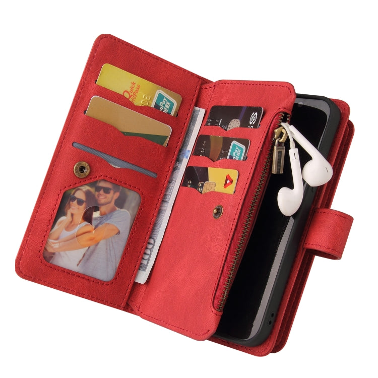For Motorola Moto G30 Skin Feel PU + TPU Horizontal Flip Leather Case With Holder & 15 Cards Slot & Wallet & Zipper Pocket & Lanyard(Red) - Motorola Cases by PMC TechLife | Online Shopping South Africa | PMC TechLife | Buy Now Pay Later Mobicred