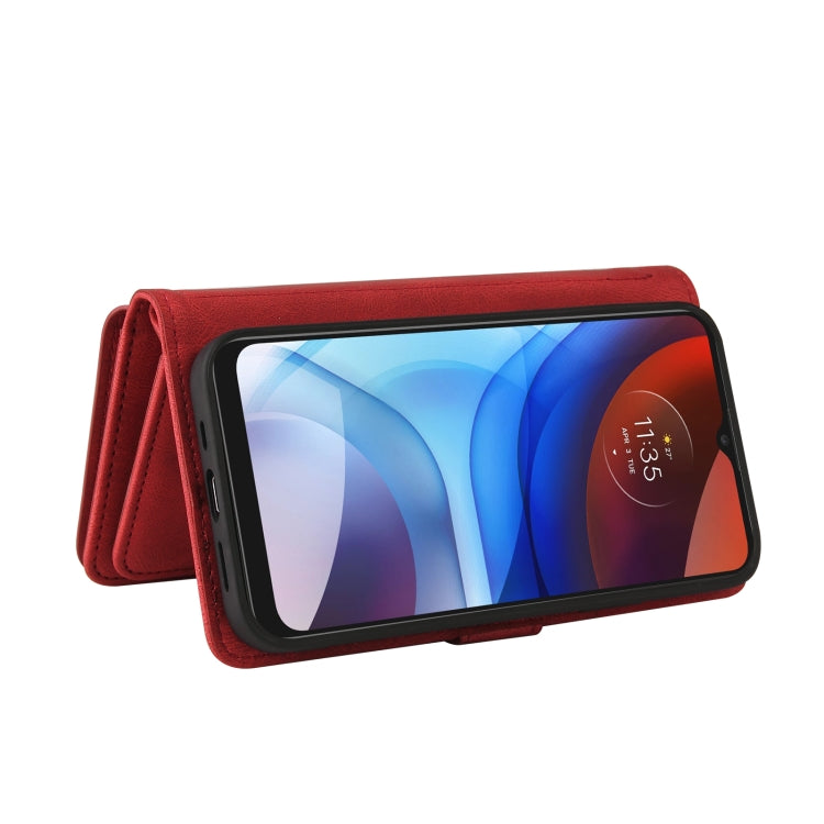 For Motorola Moto E7 Power Skin Feel PU + TPU Horizontal Flip Leather Case With Holder & 15 Cards Slot & Wallet & Zipper Pocket & Lanyard(Red) - Motorola Cases by PMC TechLife | Online Shopping South Africa | PMC TechLife | Buy Now Pay Later Mobicred