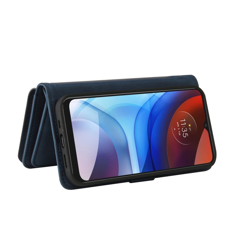 For Motorola Moto E7 Power Skin Feel PU + TPU Horizontal Flip Leather Case With Holder & 15 Cards Slot & Wallet & Zipper Pocket & Lanyard(Blue) - Motorola Cases by PMC TechLife | Online Shopping South Africa | PMC TechLife | Buy Now Pay Later Mobicred