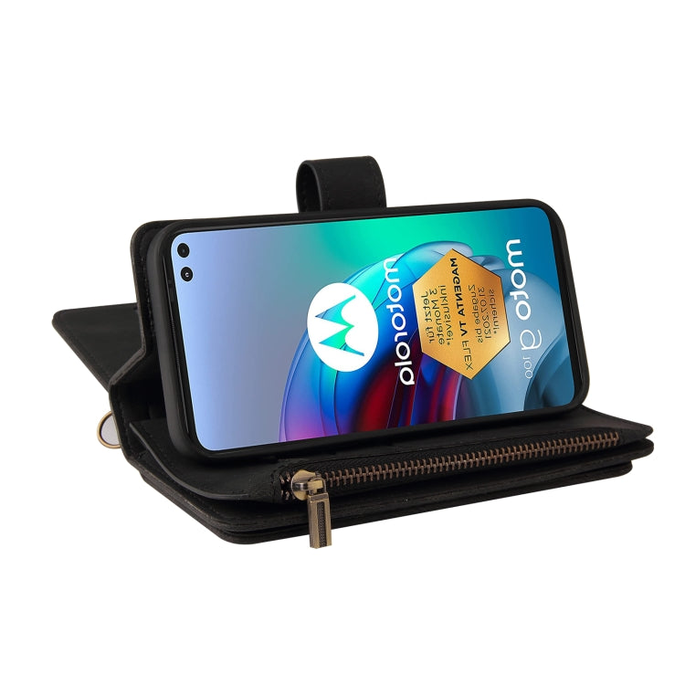 For Motorola Moto G100 Skin Feel PU + TPU Horizontal Flip Leather Case With Holder & 15 Cards Slot & Wallet & Zipper Pocket & Lanyard(Black) - Motorola Cases by PMC TechLife | Online Shopping South Africa | PMC TechLife | Buy Now Pay Later Mobicred