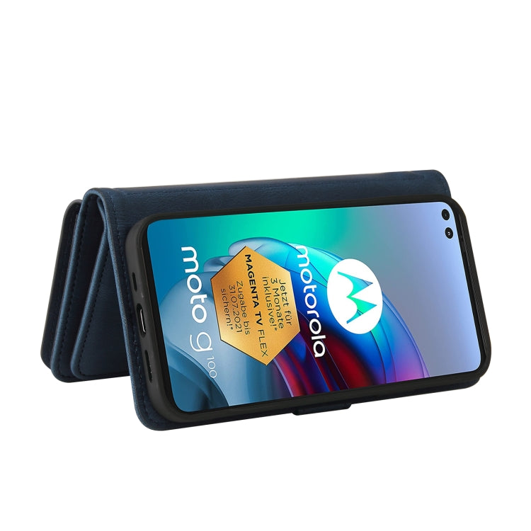 For Motorola Moto G100 Skin Feel PU + TPU Horizontal Flip Leather Case With Holder & 15 Cards Slot & Wallet & Zipper Pocket & Lanyard(Blue) - Motorola Cases by PMC TechLife | Online Shopping South Africa | PMC TechLife | Buy Now Pay Later Mobicred