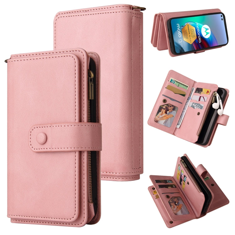 For Motorola Edge S Skin Feel PU + TPU Horizontal Flip Leather Case With Holder & 15 Cards Slot & Wallet & Zipper Pocket & Lanyard(Pink) - Motorola Cases by PMC TechLife | Online Shopping South Africa | PMC TechLife | Buy Now Pay Later Mobicred