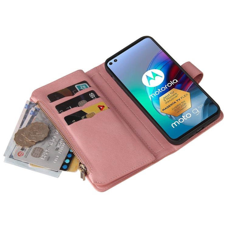 For Motorola Edge S Skin Feel PU + TPU Horizontal Flip Leather Case With Holder & 15 Cards Slot & Wallet & Zipper Pocket & Lanyard(Pink) - Motorola Cases by PMC TechLife | Online Shopping South Africa | PMC TechLife | Buy Now Pay Later Mobicred