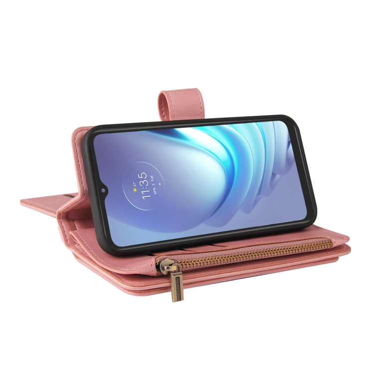 For Motorola Moto G50 Skin Feel PU + TPU Horizontal Flip Leather Case With Holder & 15 Cards Slot & Wallet & Zipper Pocket & Lanyard(Pink) - Motorola Cases by PMC TechLife | Online Shopping South Africa | PMC TechLife | Buy Now Pay Later Mobicred