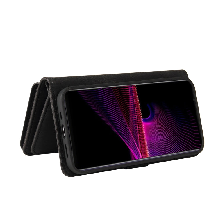 For Sony Xperia 1 III Skin Feel PU + TPU Horizontal Flip Leather Case With Holder & 15 Cards Slot & Wallet & Zipper Pocket & Lanyard(Black) - Sony Cases by PMC TechLife | Online Shopping South Africa | PMC TechLife | Buy Now Pay Later Mobicred