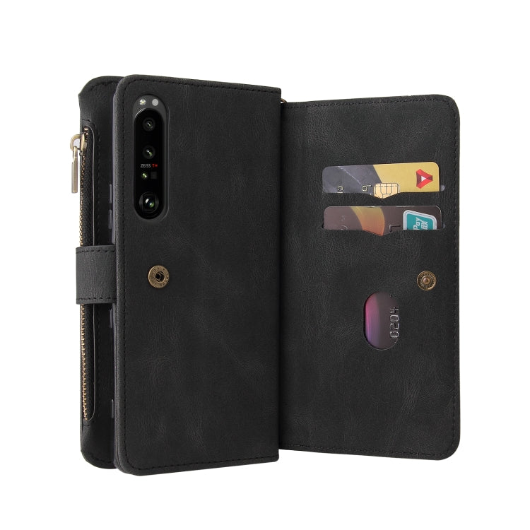 For Sony Xperia 1 III Skin Feel PU + TPU Horizontal Flip Leather Case With Holder & 15 Cards Slot & Wallet & Zipper Pocket & Lanyard(Black) - Sony Cases by PMC TechLife | Online Shopping South Africa | PMC TechLife | Buy Now Pay Later Mobicred