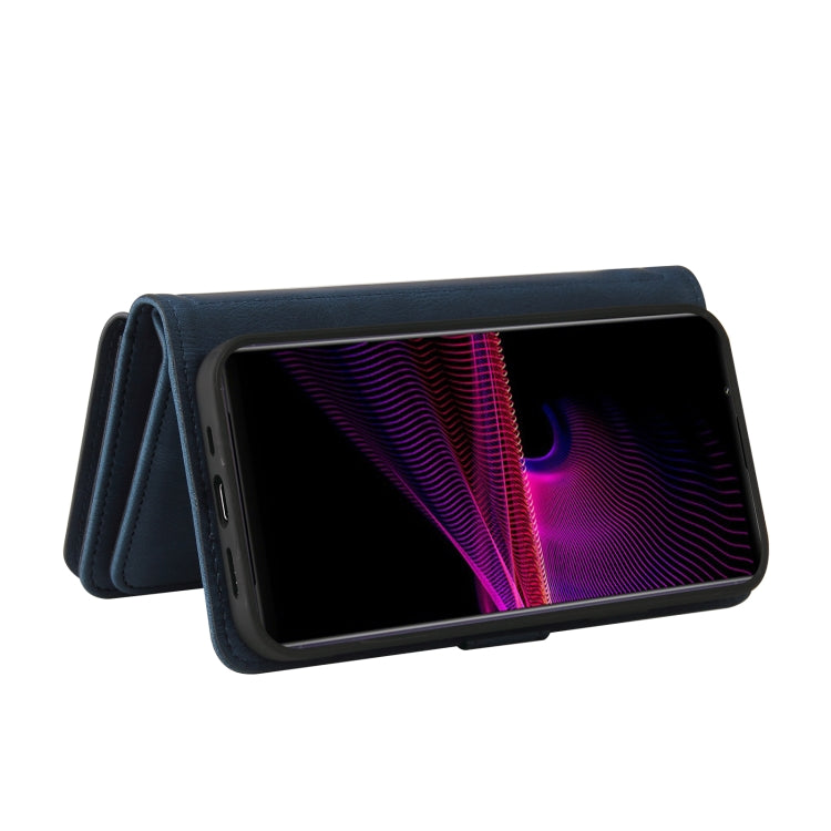 For Sony Xperia 1 III Skin Feel PU + TPU Horizontal Flip Leather Case With Holder & 15 Cards Slot & Wallet & Zipper Pocket & Lanyard(Blue) - free shipping - PMC TechLife - Order now!